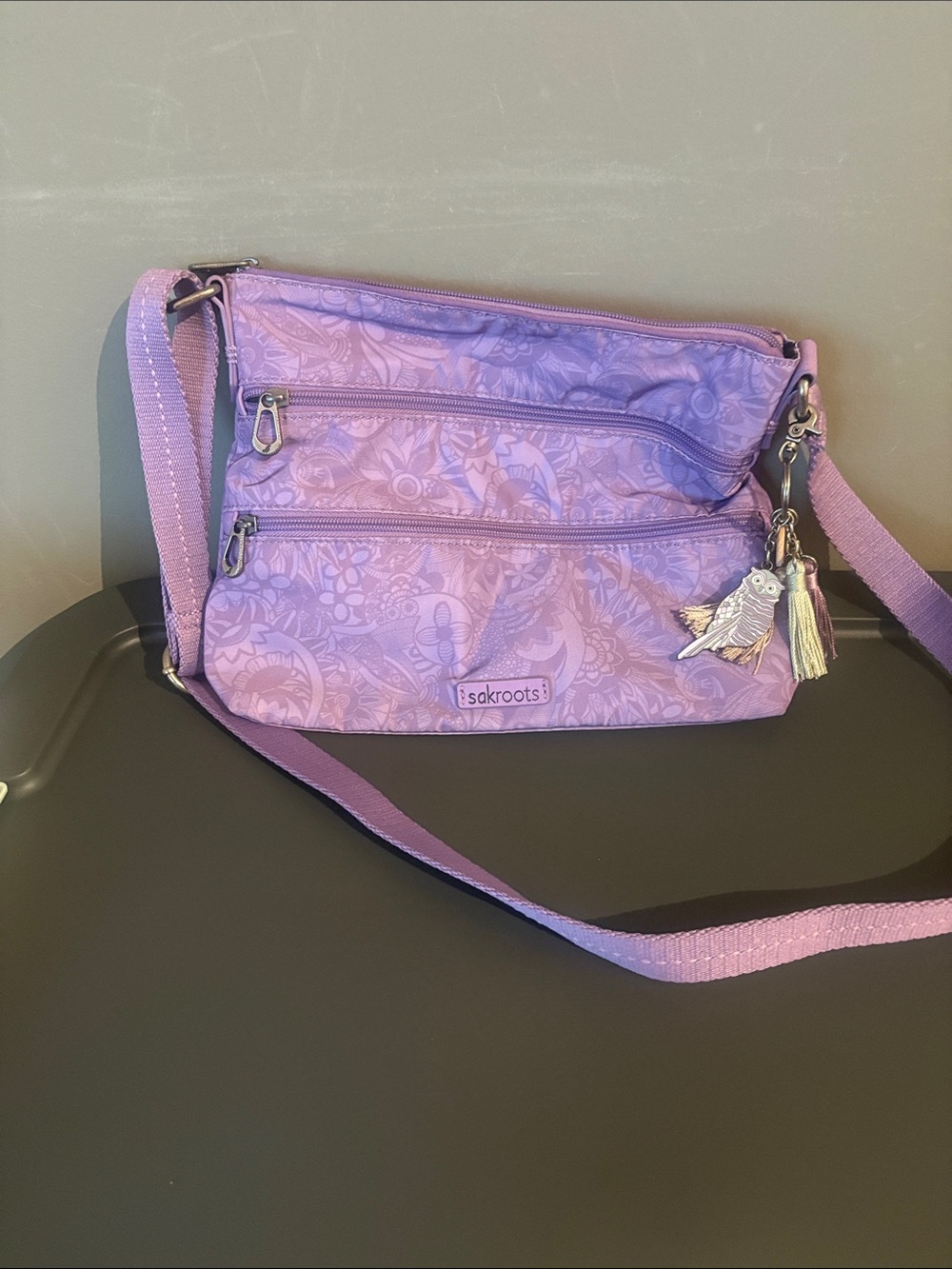 Sakroots Lavender Floral Crossbody Bag